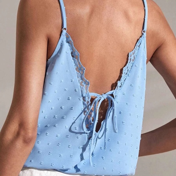 BellanBlue Tops - Boho Swiss Dot Lace trim Cami Tank Top